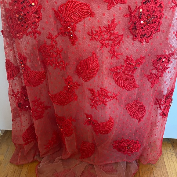 Sherri Hill 11127 Red Lace Dress - Picture 6 of 9